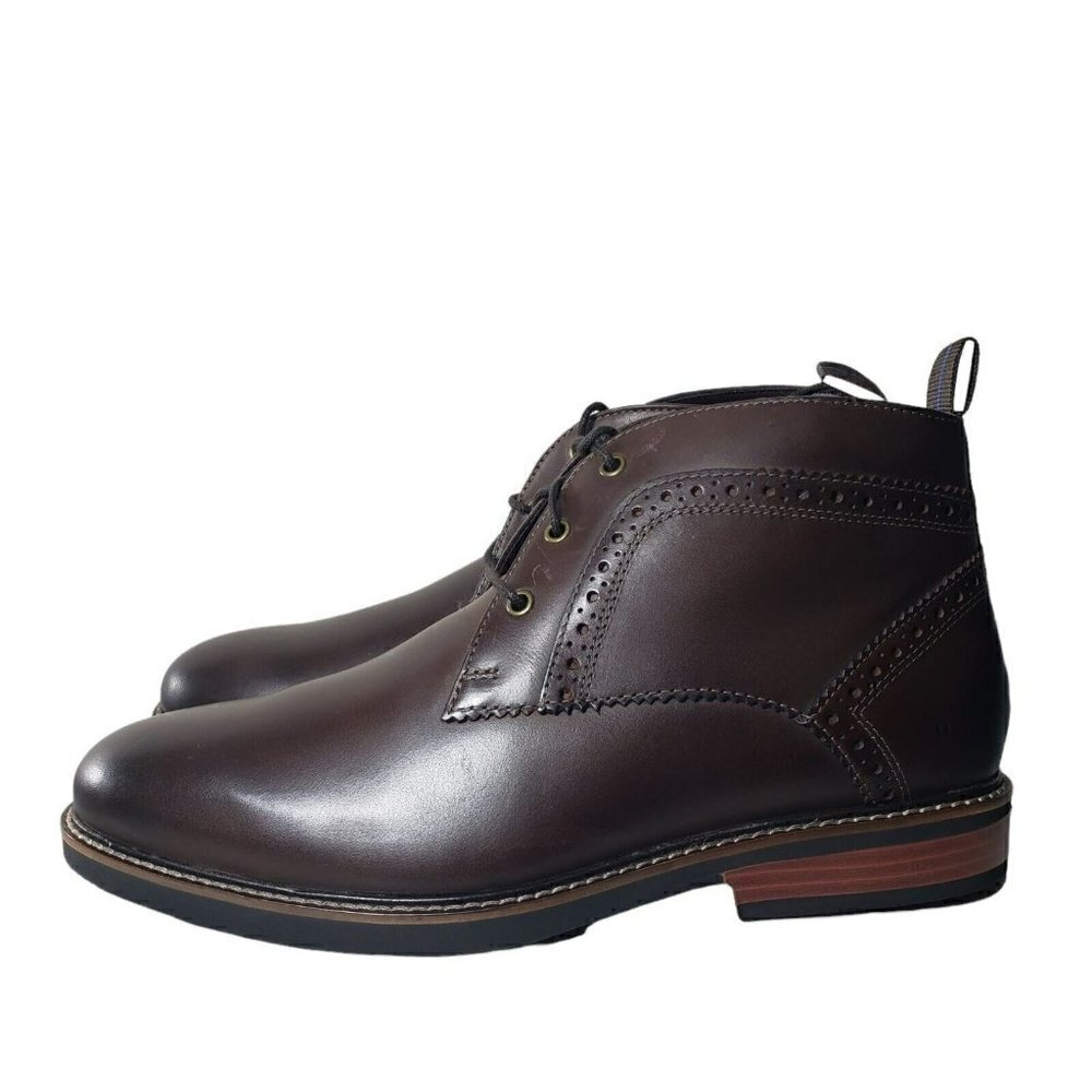 Nunn Bush Mens Ozark Brown Leather Lace Up Lightweight Chukka Ankle Boots Size 9